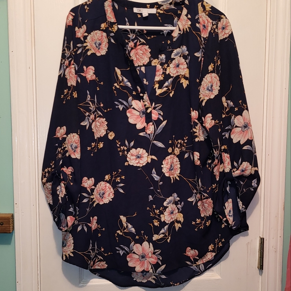 Floral navy blue blouse